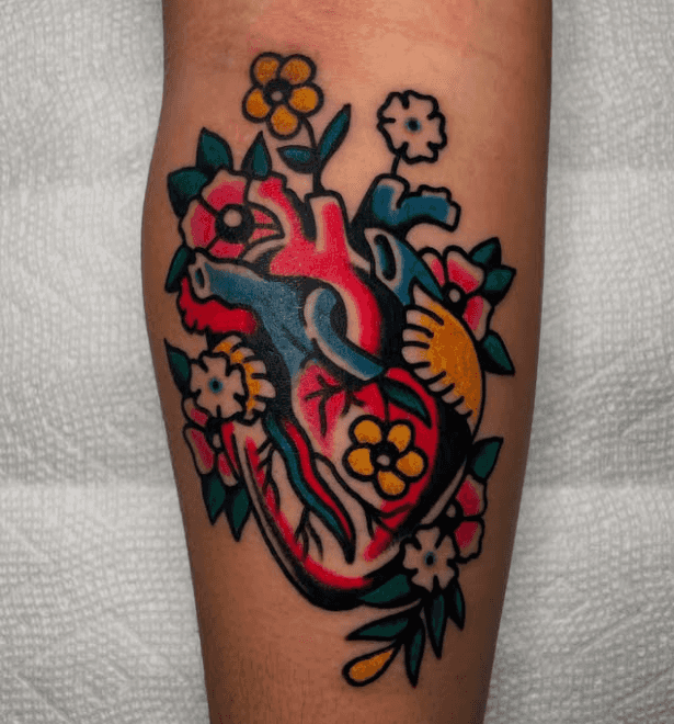 Tattoo of a human heart.